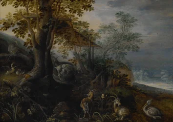 Landschaft mit Tieren